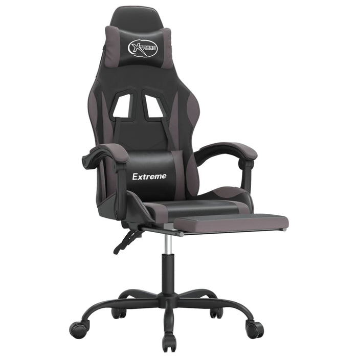 Scaun de gaming pivotant/suport picioare negru/gri piele eco - WALTI WALTI