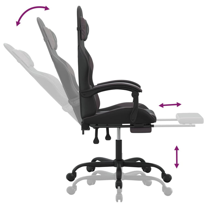 Scaun de gaming pivotant/suport picioare negru/gri piele eco - WALTI WALTI