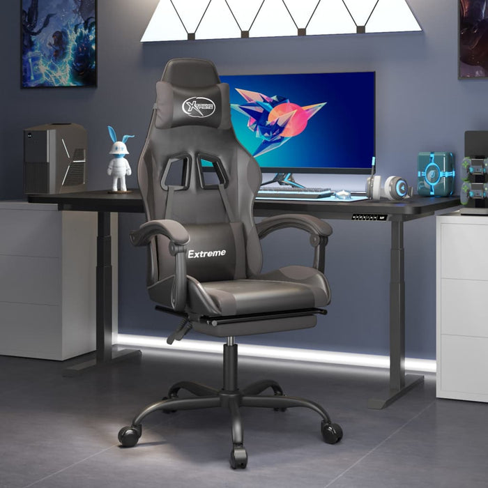 Scaun de gaming pivotant/suport picioare negru/gri piele eco - WALTI WALTI