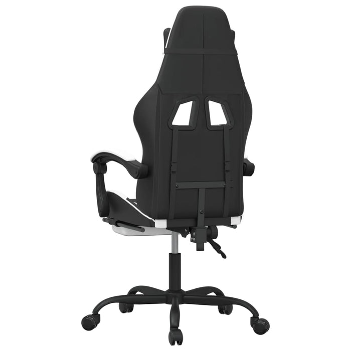 Scaun gaming pivotant/suport picioare negru/alb piele eco - WALTI WALTI
