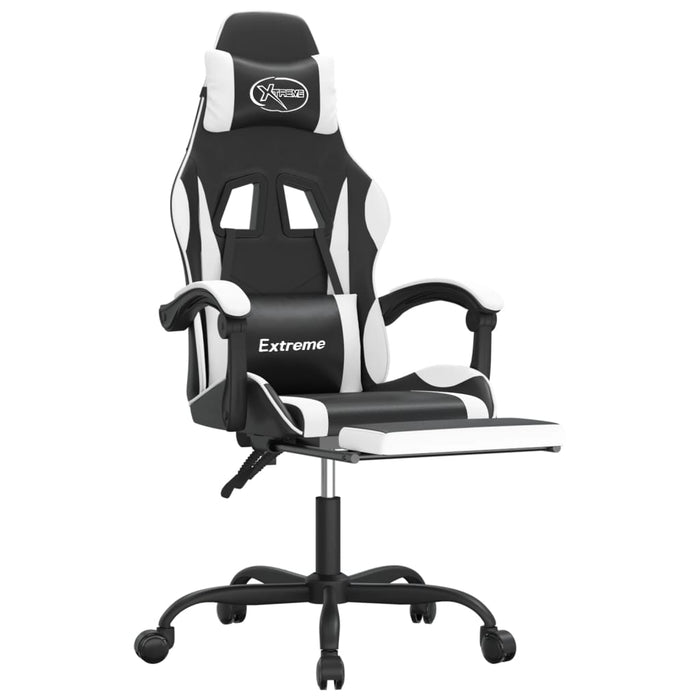 Scaun gaming pivotant/suport picioare negru/alb piele eco - WALTI WALTI