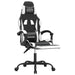 Scaun gaming pivotant/suport picioare negru/alb piele eco - WALTI WALTI