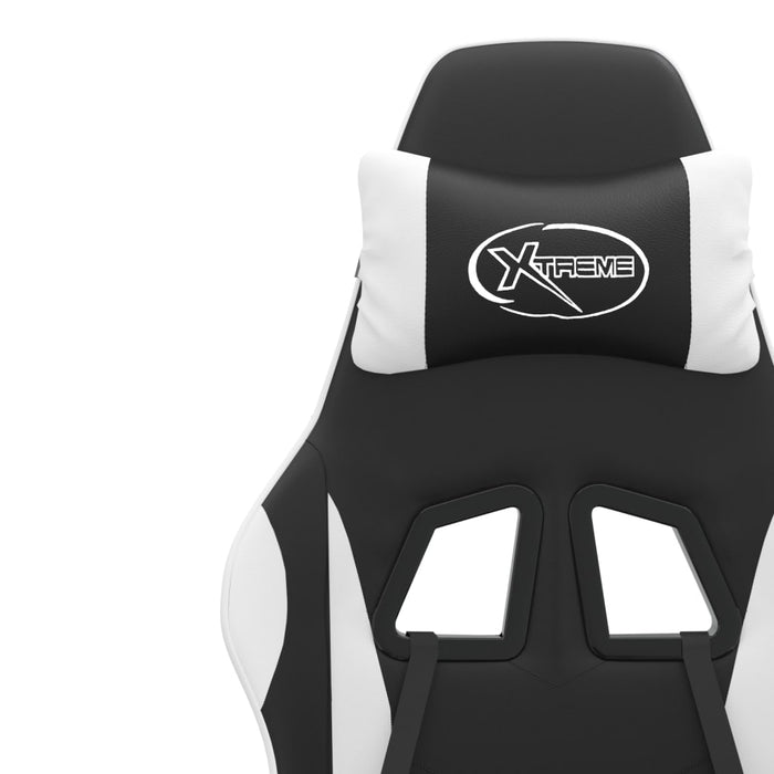 Scaun gaming pivotant/suport picioare negru/alb piele eco - WALTI WALTI