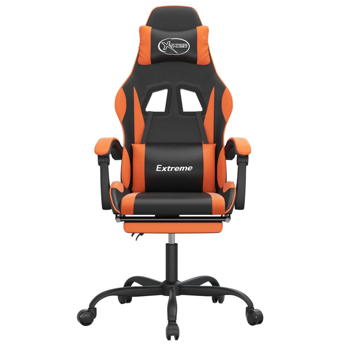 Scaun de gaming pivotant/suport picioare negru/oranj piele eco - WALTI WALTI