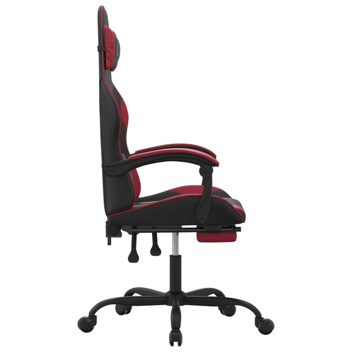 Scaun gaming pivotant/suport picioare negru/roșu vin piele eco - WALTI WALTI