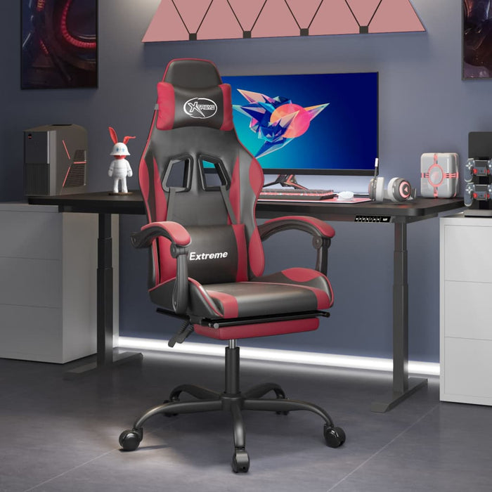 Scaun gaming pivotant/suport picioare negru/roșu vin piele eco - WALTI WALTI