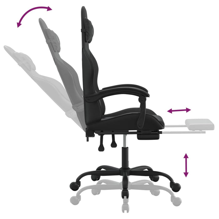 Scaun de gaming pivotant/suport picioare negru piele ecologică - WALTI WALTI