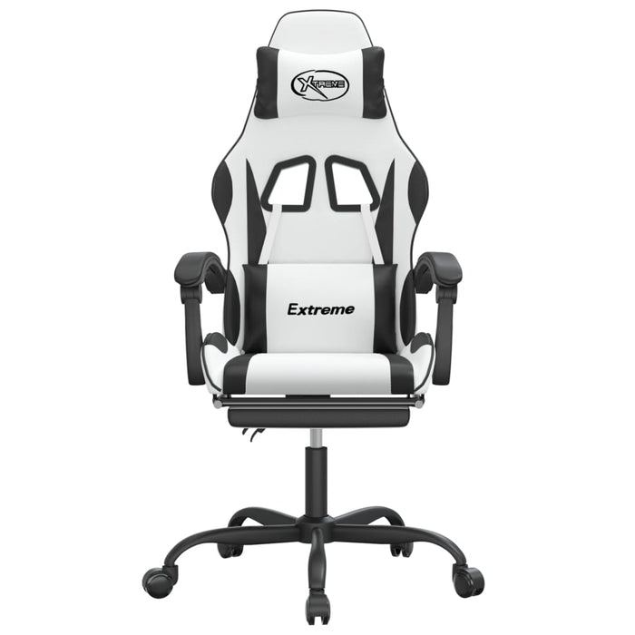 Scaun de gaming pivotant cu suport picioare alb&negru piele eco - WALTI WALTI