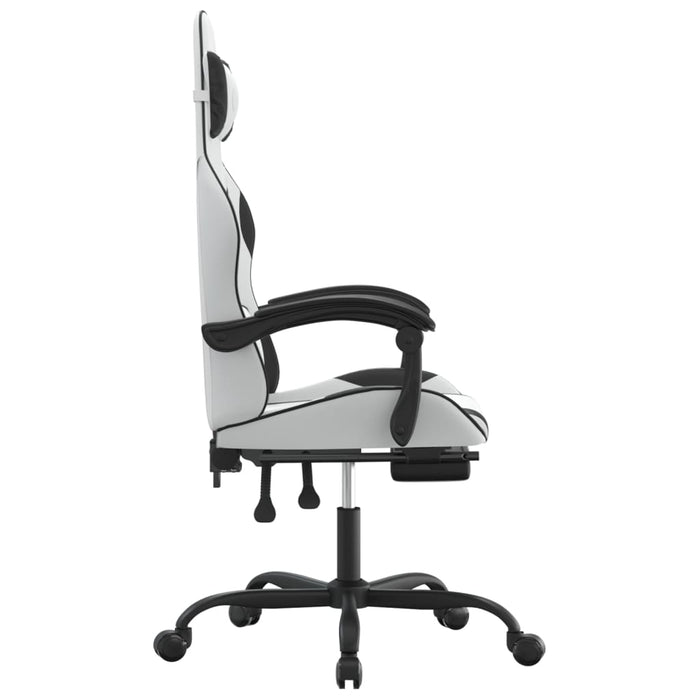 Scaun de gaming pivotant cu suport picioare alb&negru piele eco - WALTI WALTI