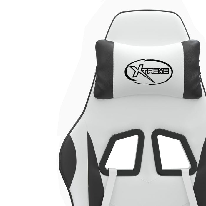Scaun de gaming pivotant cu suport picioare alb&negru piele eco - WALTI WALTI
