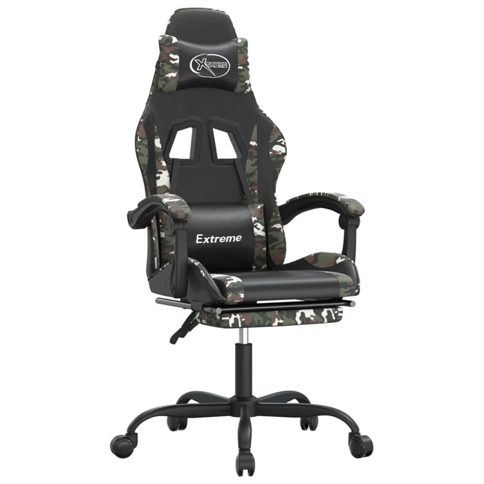 Scaun de gaming cu suport picioare negru/camuflaj piele eco - WALTI WALTI