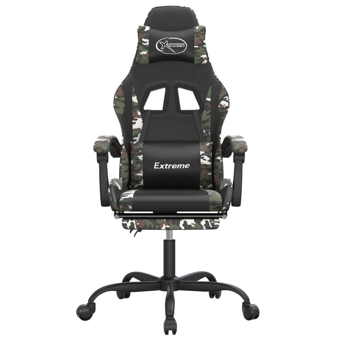 Scaun de gaming cu suport picioare negru/camuflaj piele eco - WALTI WALTI