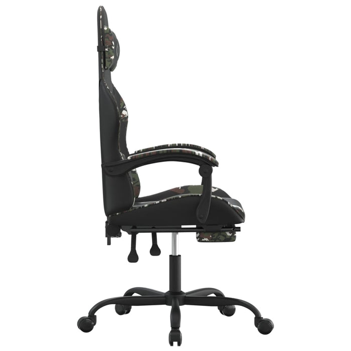 Scaun de gaming cu suport picioare negru/camuflaj piele eco - WALTI WALTI