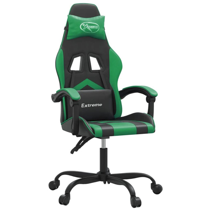 Scaun de gaming pivotant, negru și verde, piele ecologică - WALTI WALTI