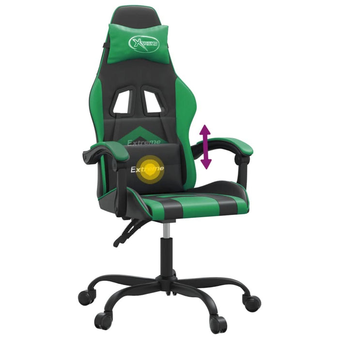 Scaun de gaming pivotant, negru și verde, piele ecologică - WALTI WALTI