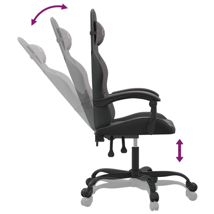Scaun de gaming pivotant, negru și gri, piele ecologică - WALTI WALTI