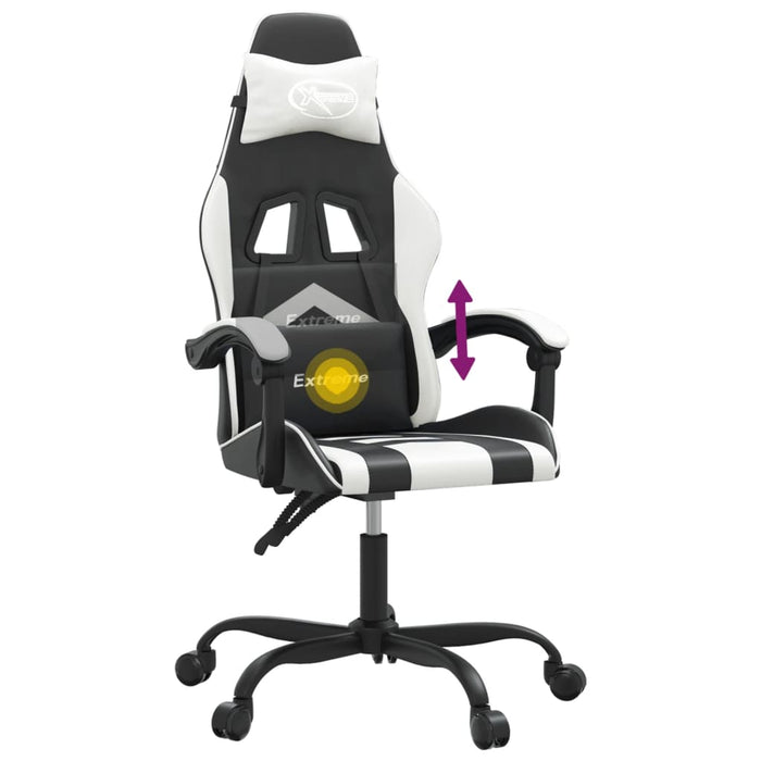Scaun de gaming pivotant, negru și alb, piele ecologică - WALTI WALTI