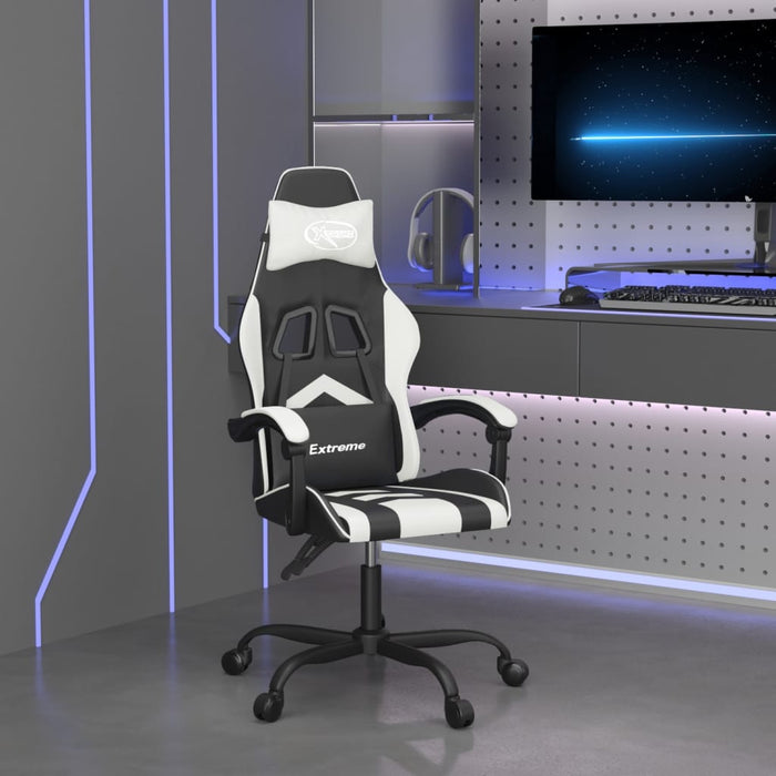 Scaun de gaming pivotant, negru și alb, piele ecologică - WALTI WALTI