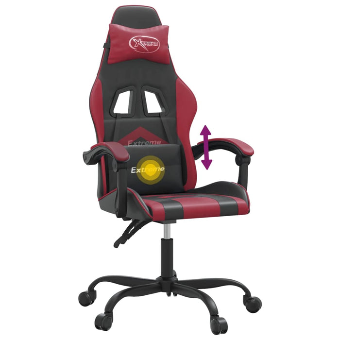 Scaun de gaming pivotant, negru și roșu vin, piele ecologică - WALTI WALTI
