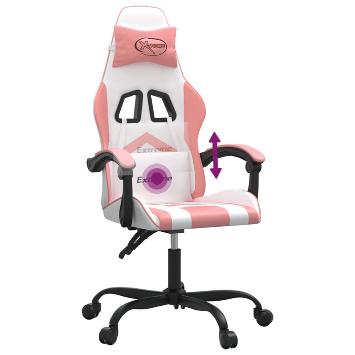 Scaun de gaming pivotant, alb și roz, piele ecologică - WALTI WALTI