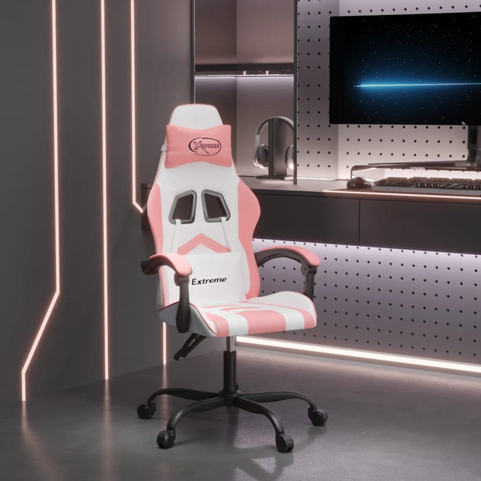 Scaun de gaming pivotant, alb și roz, piele ecologică - WALTI WALTI