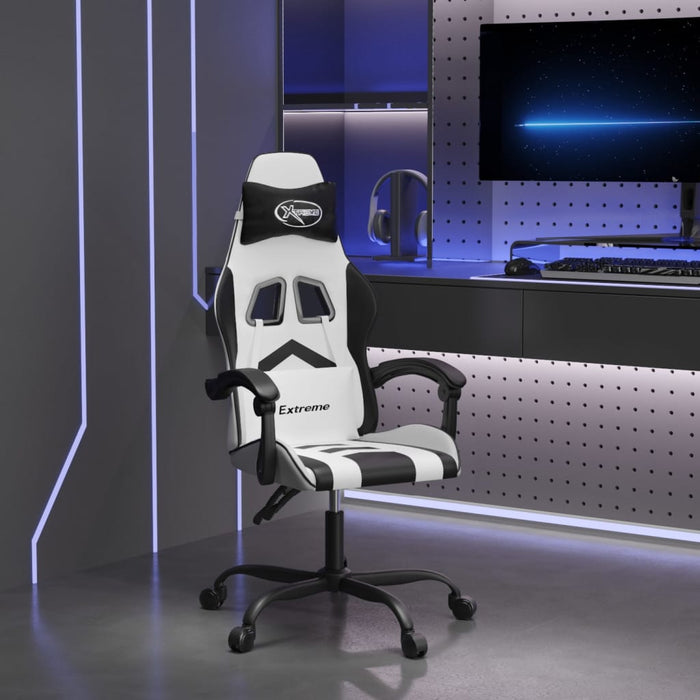 Scaun de gaming pivotant, alb și negru, piele ecologică - WALTI WALTI