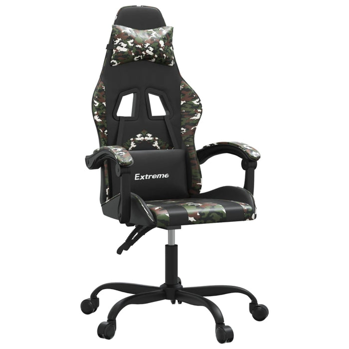 Scaun de gaming pivotant, negru și camuflaj, piele ecologică - WALTI WALTI