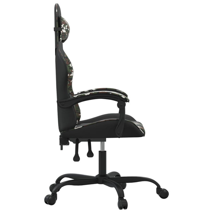 Scaun de gaming pivotant, negru și camuflaj, piele ecologică - WALTI WALTI