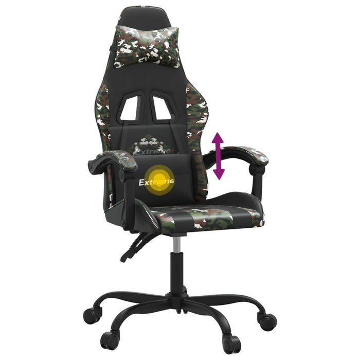 Scaun de gaming pivotant, negru și camuflaj, piele ecologică - WALTI WALTI