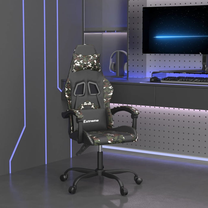 Scaun de gaming pivotant, negru și camuflaj, piele ecologică - WALTI WALTI