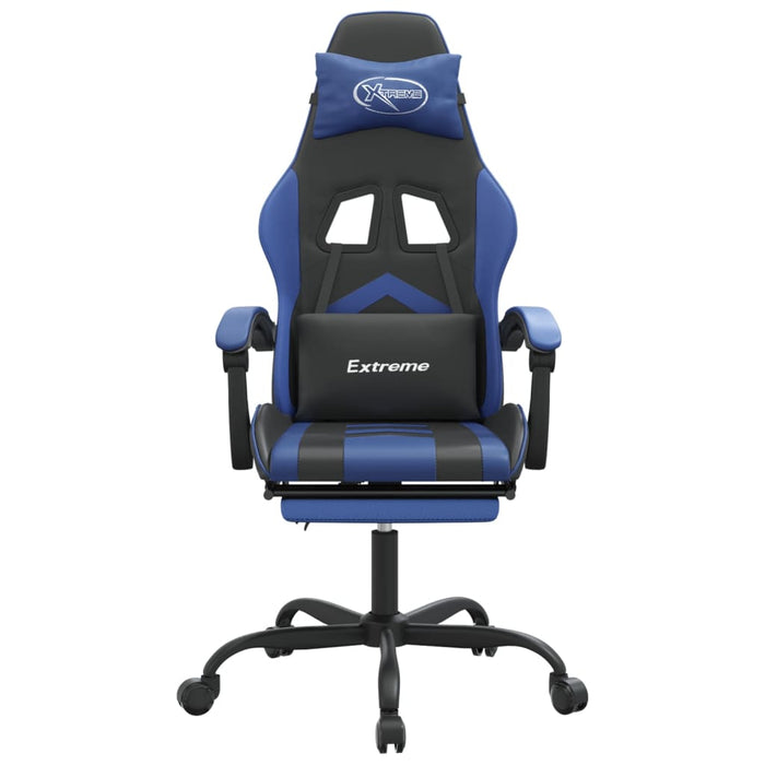 Scaun gaming pivotant/suport picioare negru/albastru piele eco WALTI