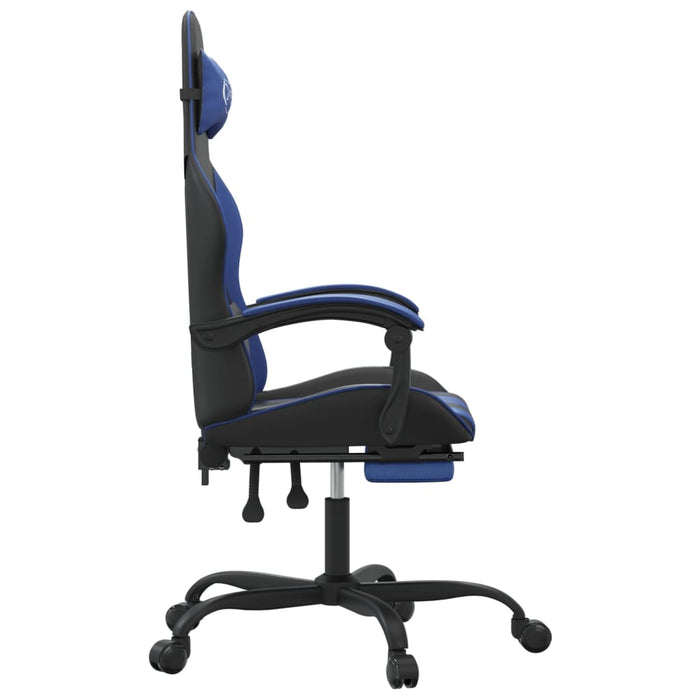 Scaun gaming pivotant/suport picioare negru/albastru piele eco WALTI