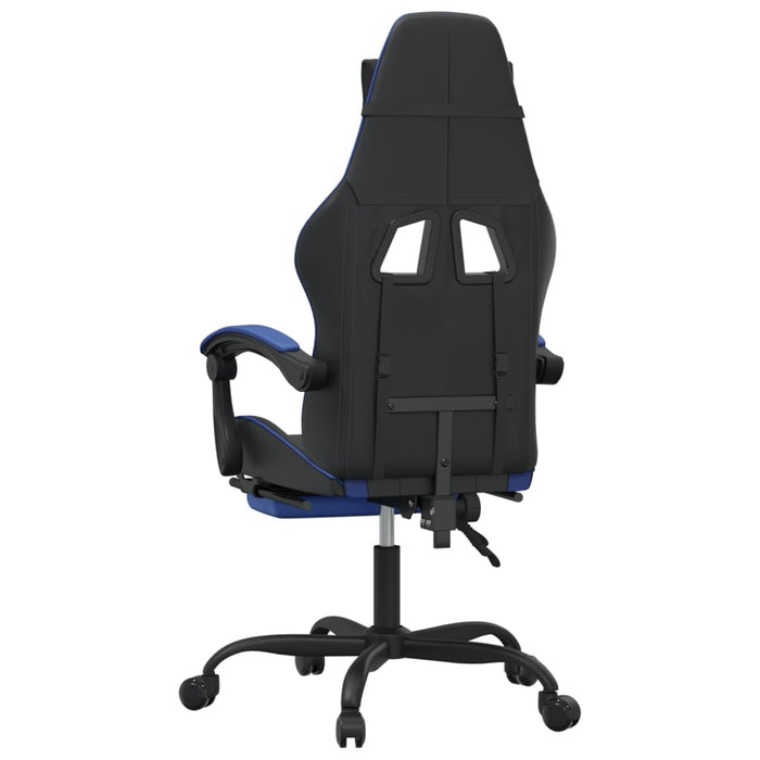 Scaun gaming pivotant/suport picioare negru/albastru piele eco WALTI