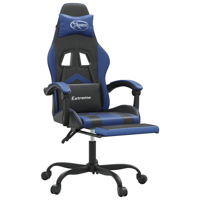 Scaun gaming pivotant/suport picioare negru/albastru piele eco WALTI