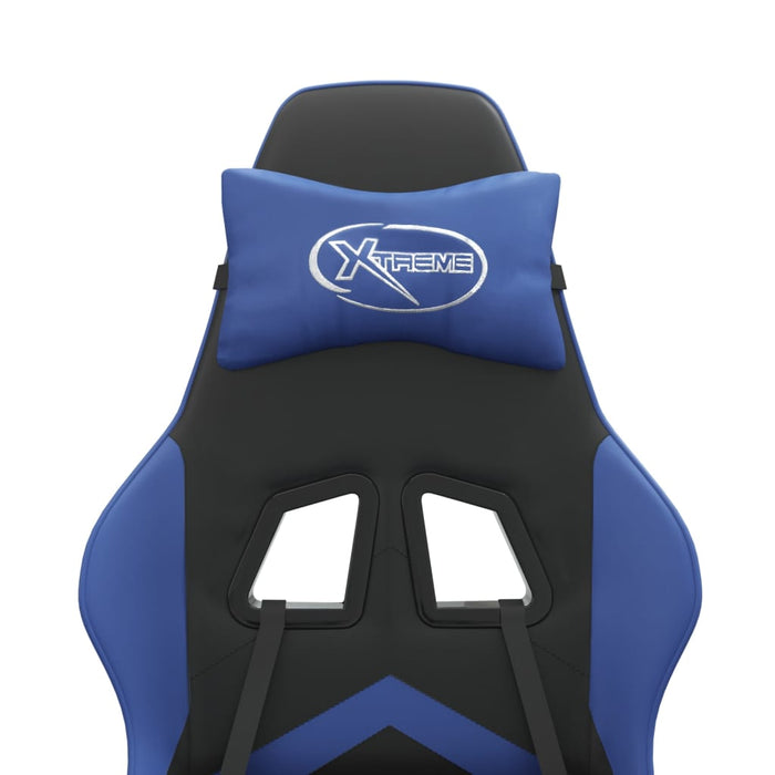 Scaun gaming pivotant/suport picioare negru/albastru piele eco WALTI