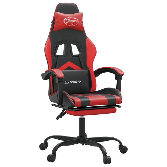 Scaun de gaming pivotant/suport picioare negru/roșu piele eco - WALTI WALTI