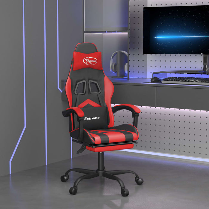 Scaun de gaming pivotant/suport picioare negru/roșu piele eco - WALTI WALTI