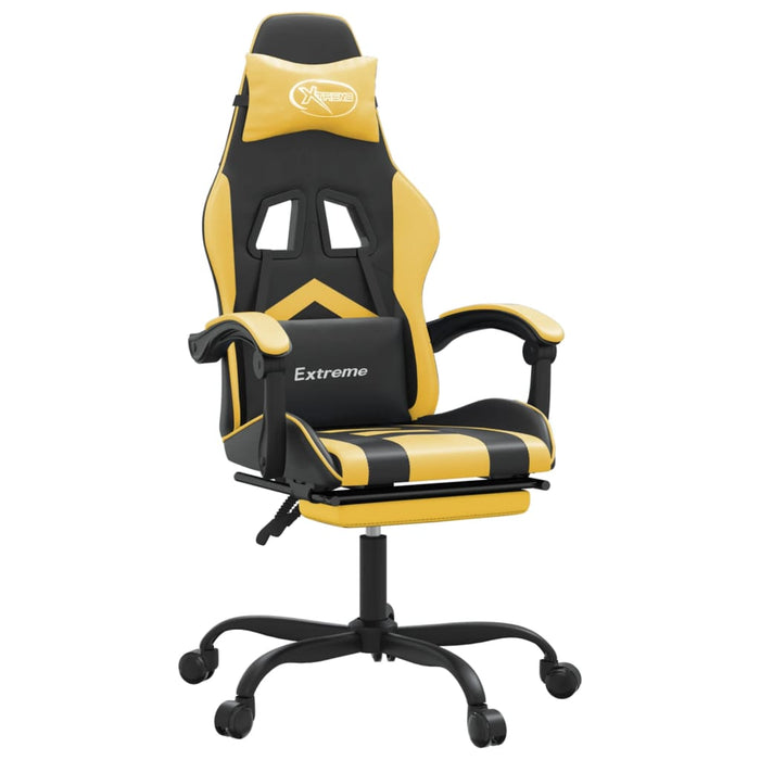 Scaun de gaming pivotant/suport picioare negru/auriu piele eco - WALTI WALTI