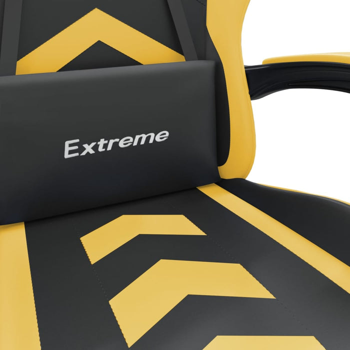 Scaun de gaming pivotant/suport picioare negru/auriu piele eco - WALTI WALTI