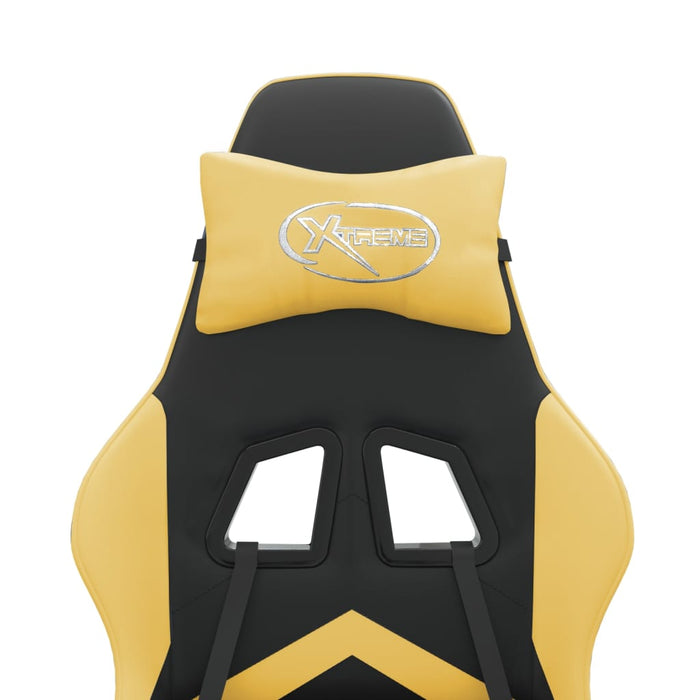 Scaun de gaming pivotant/suport picioare negru/auriu piele eco - WALTI WALTI