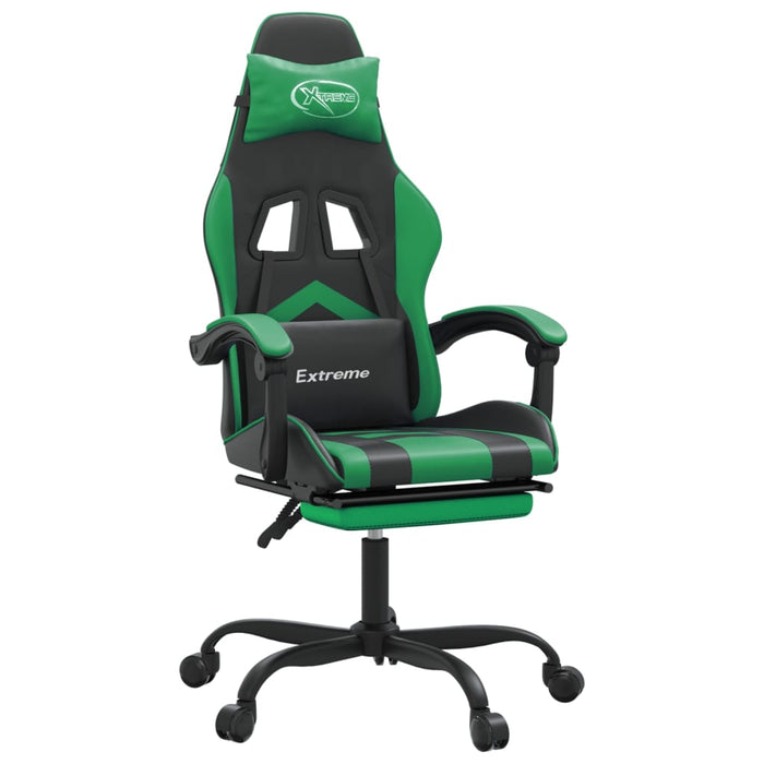 Scaun de gaming pivotant/suport picioare negru/verde piele eco - WALTI WALTI