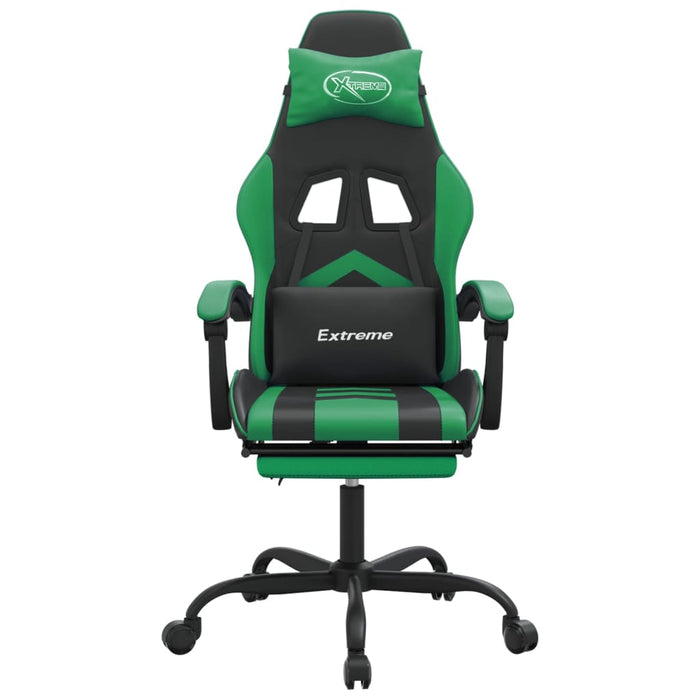 Scaun de gaming pivotant/suport picioare negru/verde piele eco - WALTI WALTI