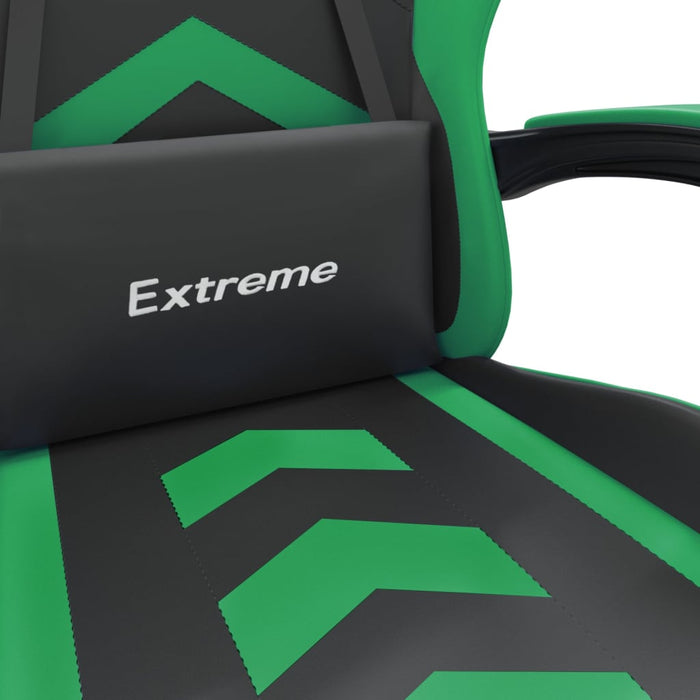 Scaun de gaming pivotant/suport picioare negru/verde piele eco - WALTI WALTI