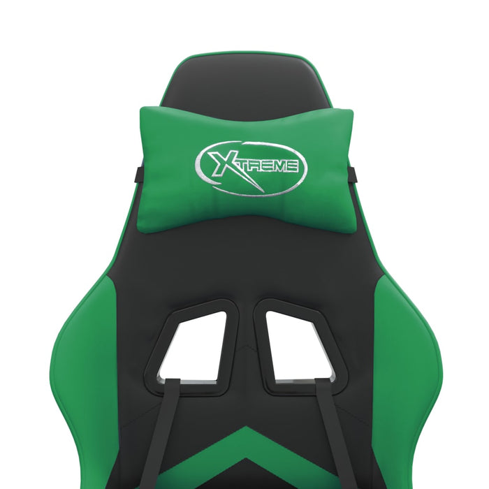 Scaun de gaming pivotant/suport picioare negru/verde piele eco - WALTI WALTI