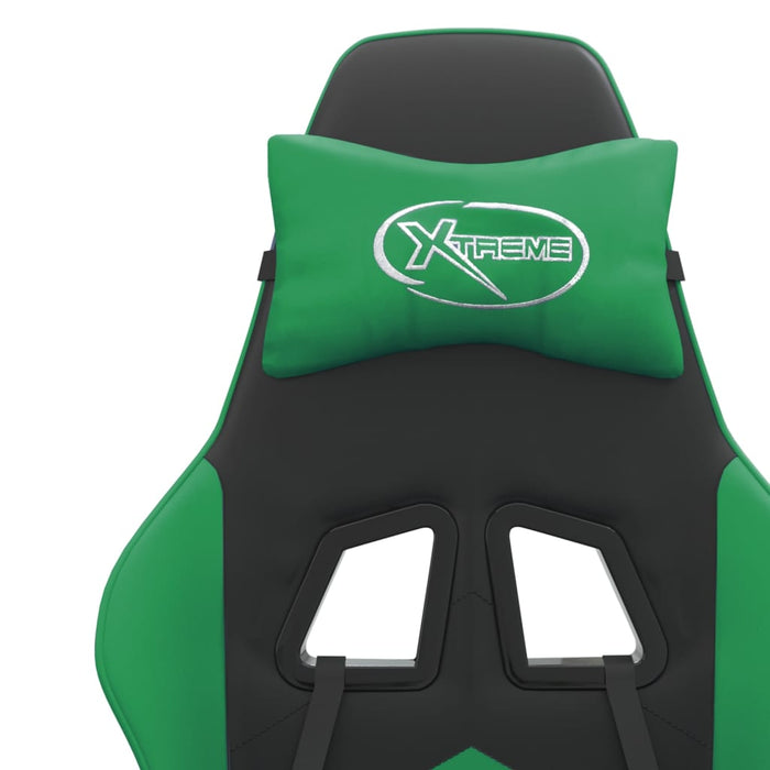 Scaun de gaming pivotant/suport picioare negru/verde piele eco - WALTI WALTI