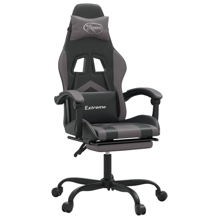 Scaun de gaming pivotant/suport picioare negru/gri piele eco - WALTI WALTI