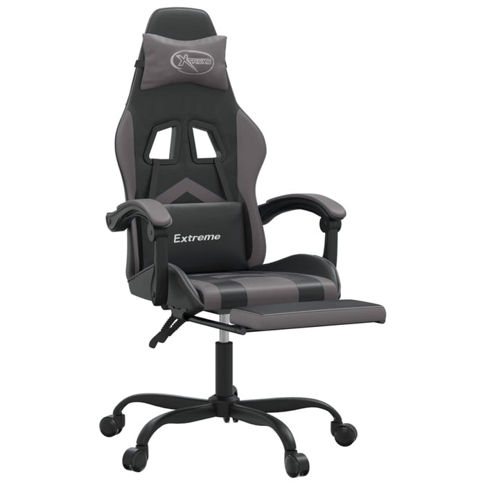 Scaun de gaming pivotant/suport picioare negru/gri piele eco - WALTI WALTI