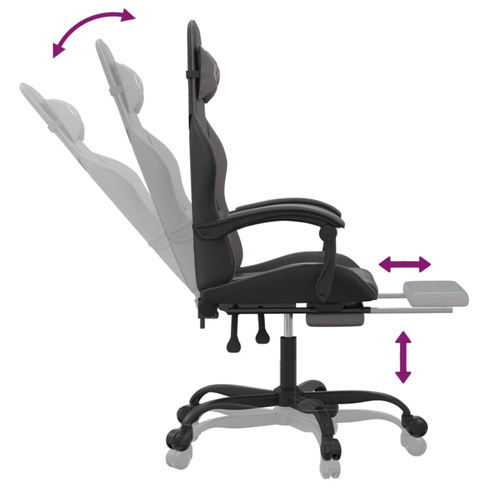 Scaun de gaming pivotant/suport picioare negru/gri piele eco - WALTI WALTI