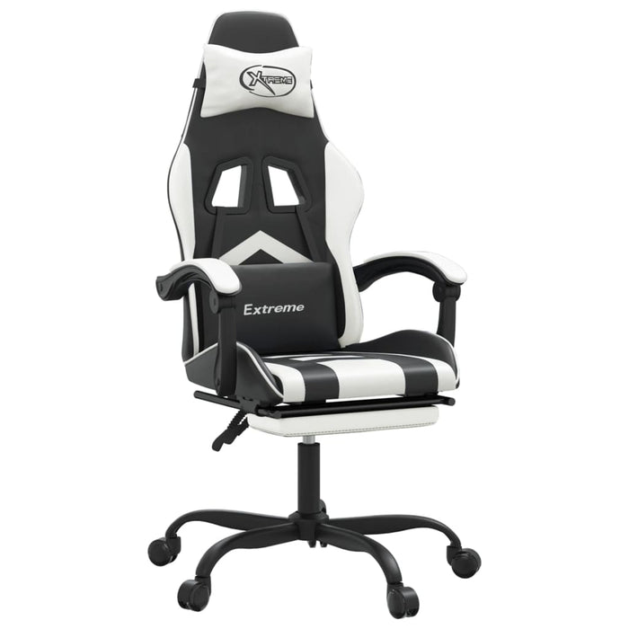 Scaun gaming pivotant/suport picioare negru/alb piele eco - WALTI WALTI