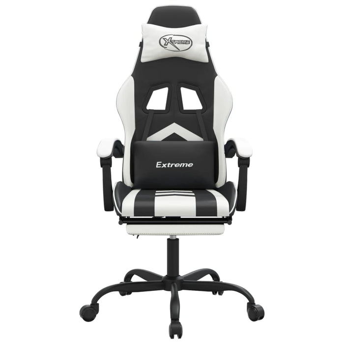 Scaun gaming pivotant/suport picioare negru/alb piele eco - WALTI WALTI